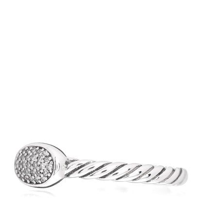 David Yurman Sterling Silver Diamond Petite Pave Oval Ring 52 6 3 of 5