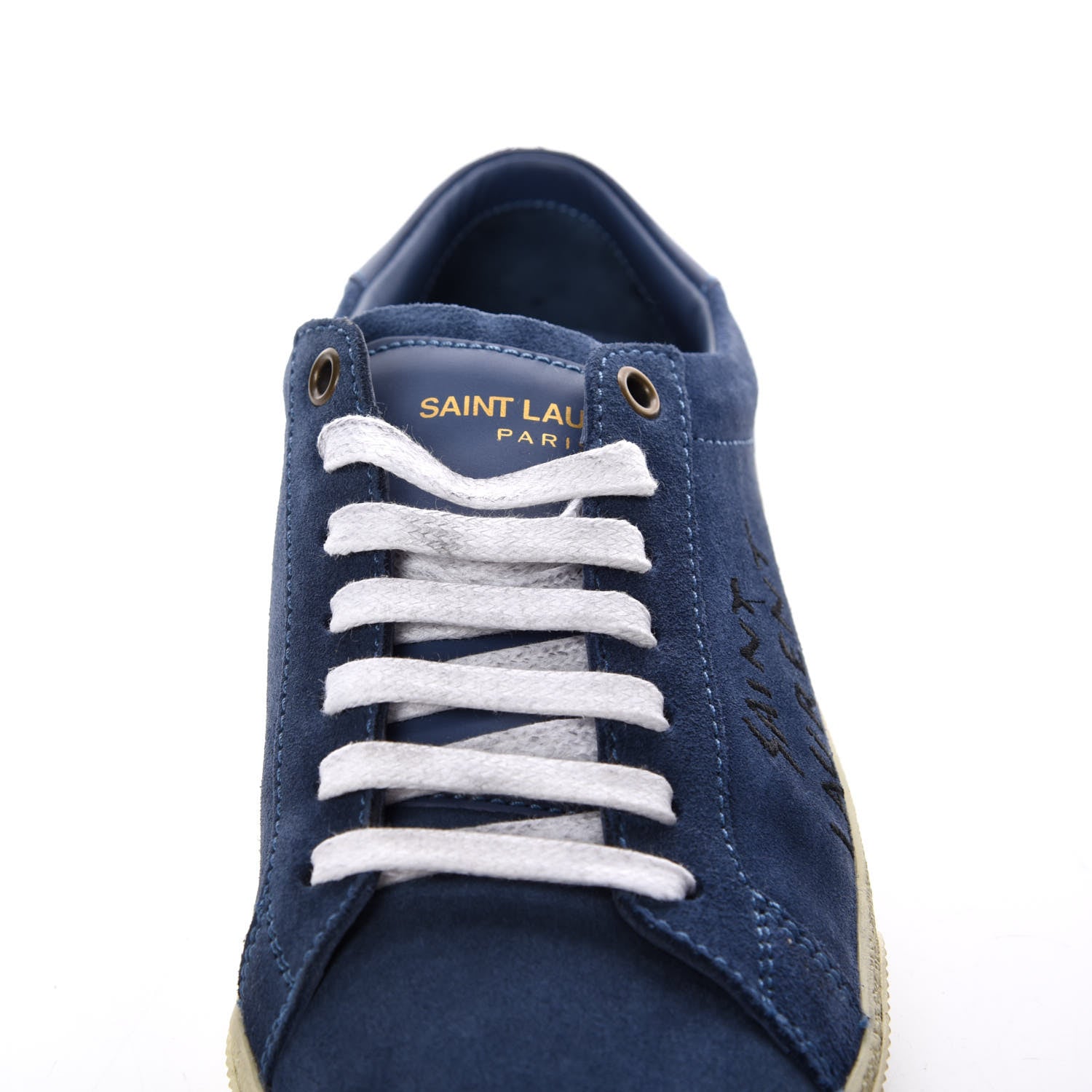 Saint Laurent Suede Womens Court Classic Sneakers 37.5 Denim 17 of 21
