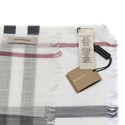 Burberry Wool Silk House Check Scarf Ivory 4 of 4