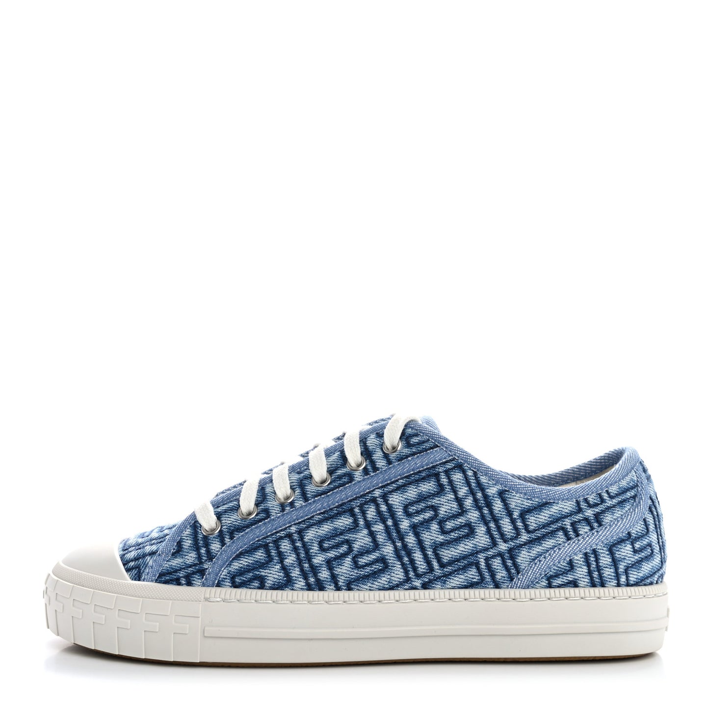 Denim Jacquard FF Matelasse Womens Domino Low Top Sneakers 38 Blue Navy