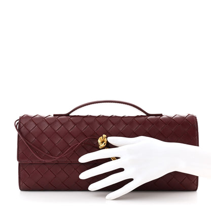Bottega Veneta Nappa Intrecciato Long Andiamo Top Handle Clutch Barolo 2 of 10