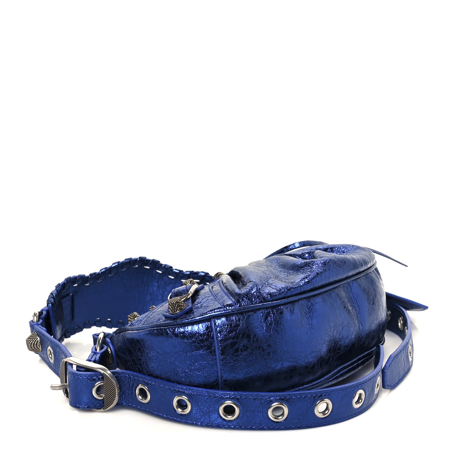 Balenciaga Metallic Arena Agneau Le Cagole Shoulder Bag XS Blue