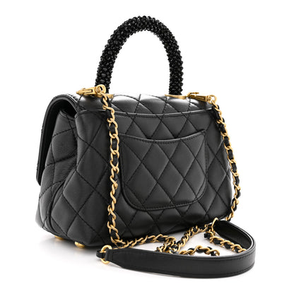 Chanel Calfskin Crystal Quilted Extra Mini Coco Handle Flap Black 3 of 11