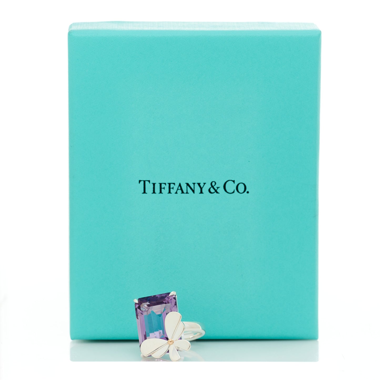 Sterling Silver 18K Rose Gold Amethyst Return to Tiffany Love Bugs Butterfly Ring 51 5.75