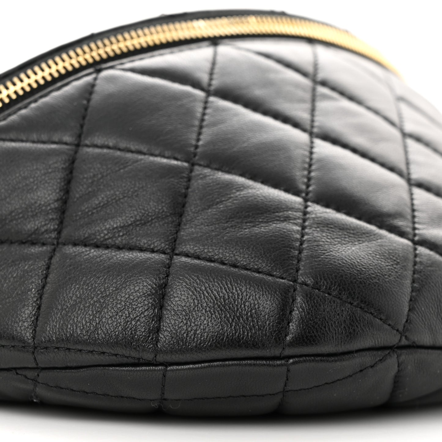 Lambskin Pearl Quilted CC Belt Bag Black