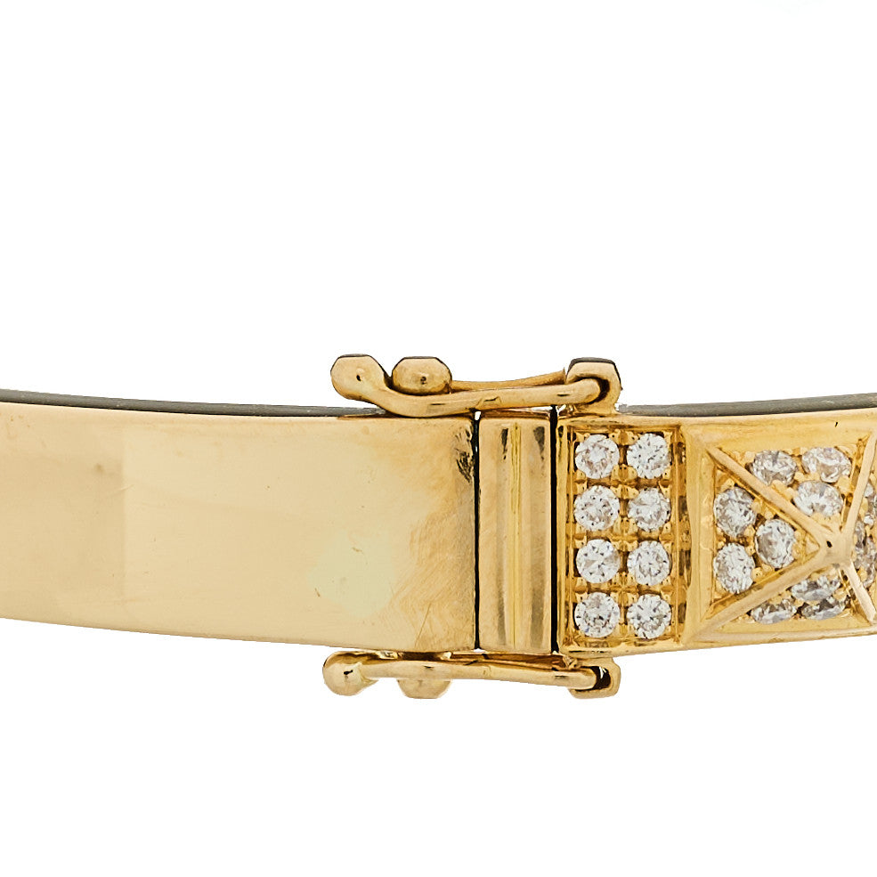 18K Rose Gold Diamond Spikes Oval Bangle Bracelet