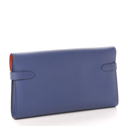Hermes Epsom Kelly Longue Wallet Blue Brighton Capucine 3 of 10
