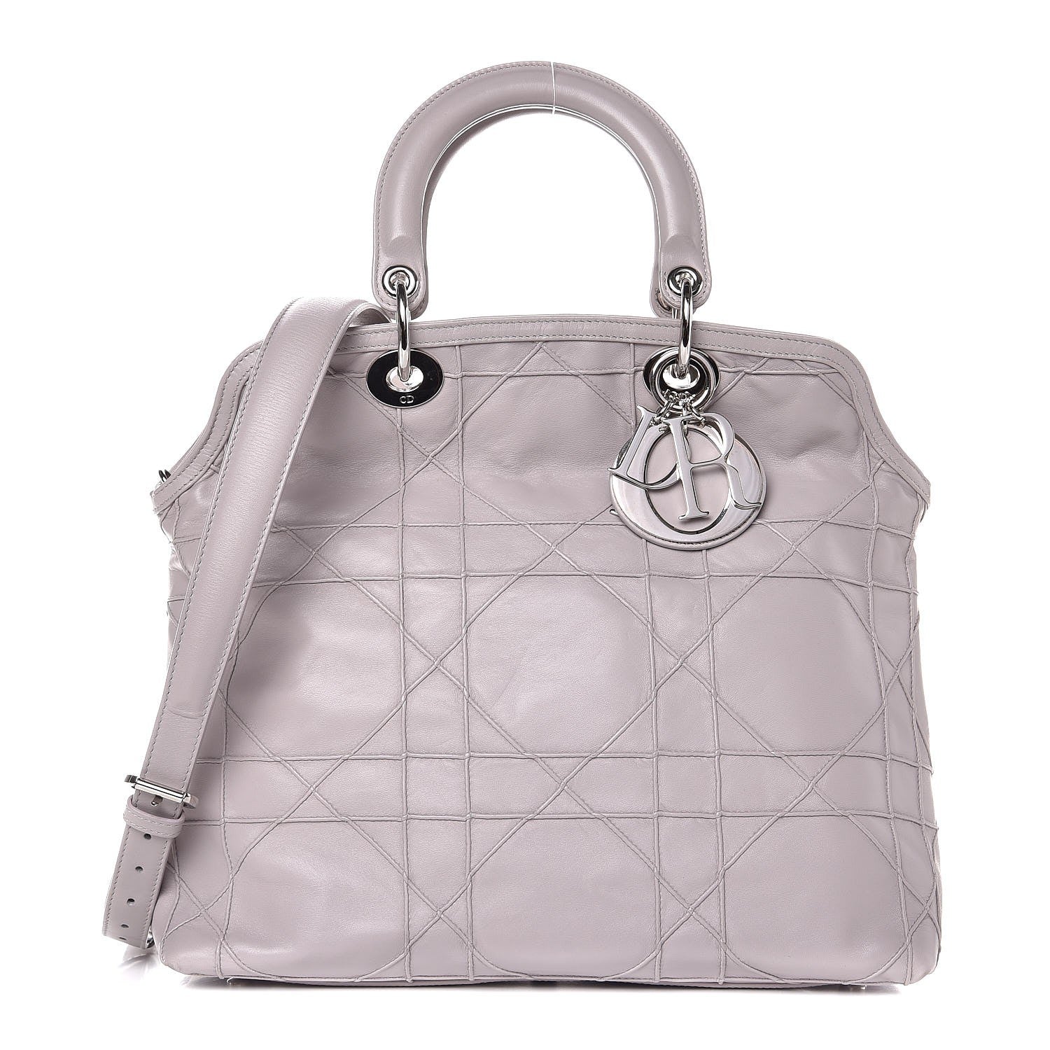 Christian Dior Lambskin Cannage Medium Granville Tote Grey 1 of 7