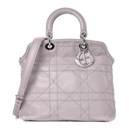 Christian Dior Lambskin Cannage Medium Granville Tote Grey 1 of 7