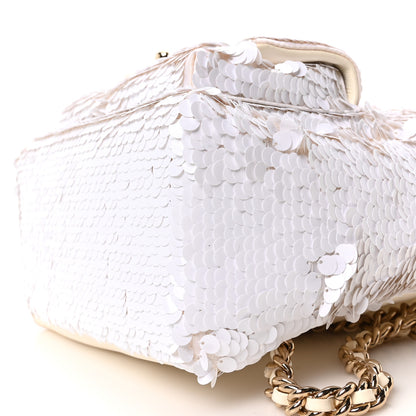 Chanel Sequin Lambskin CC Backpack White 10 of 10