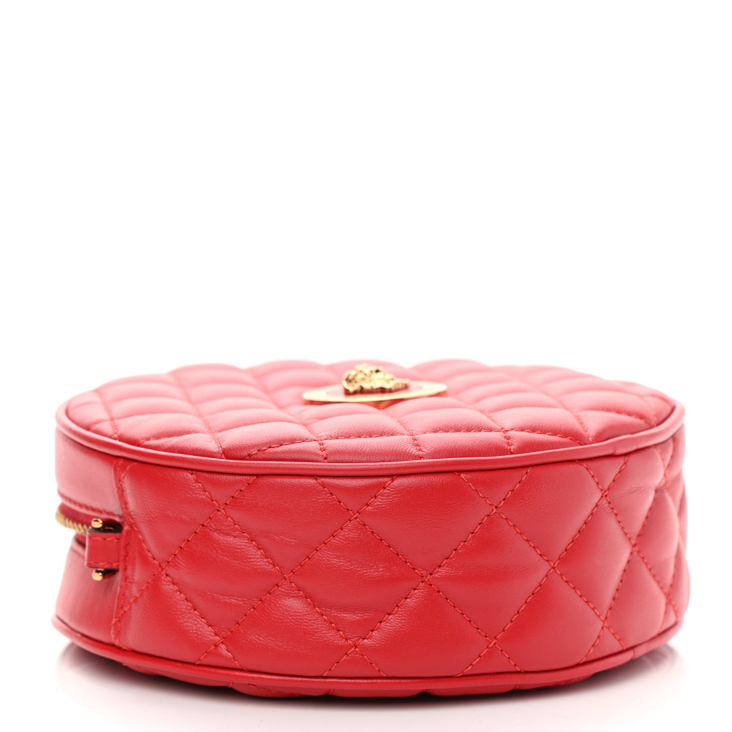Nappa Quilted La Medusa Round Camera Bag Red