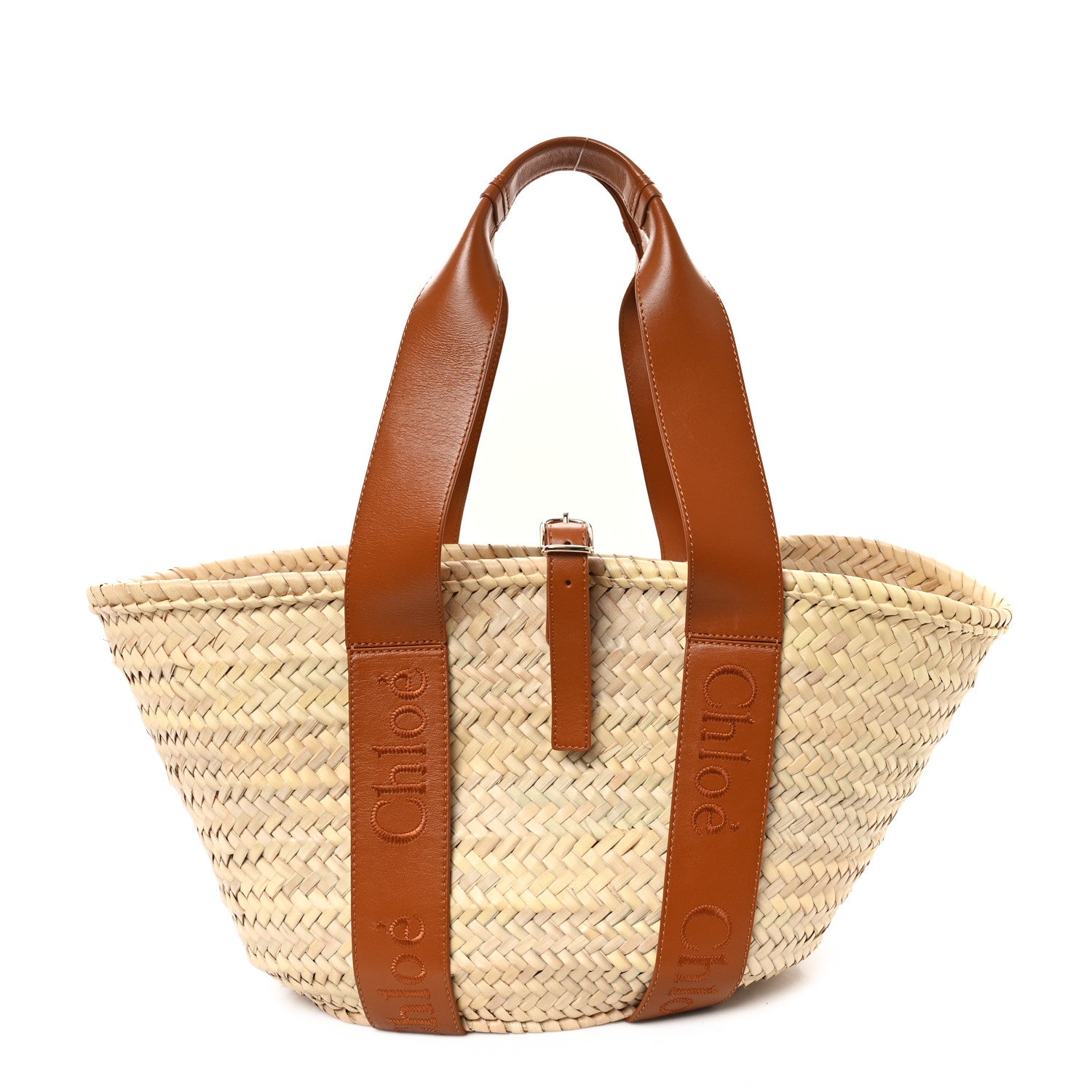 Chloe Raffia Smooth Calfskin Medium Sense Basket Caramel 1 of 10
