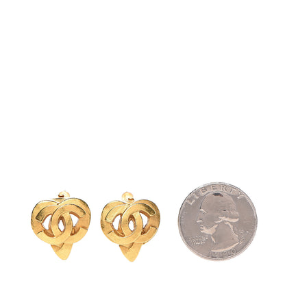 Chanel CC Heart Clip On Earrings Gold 2 of 4