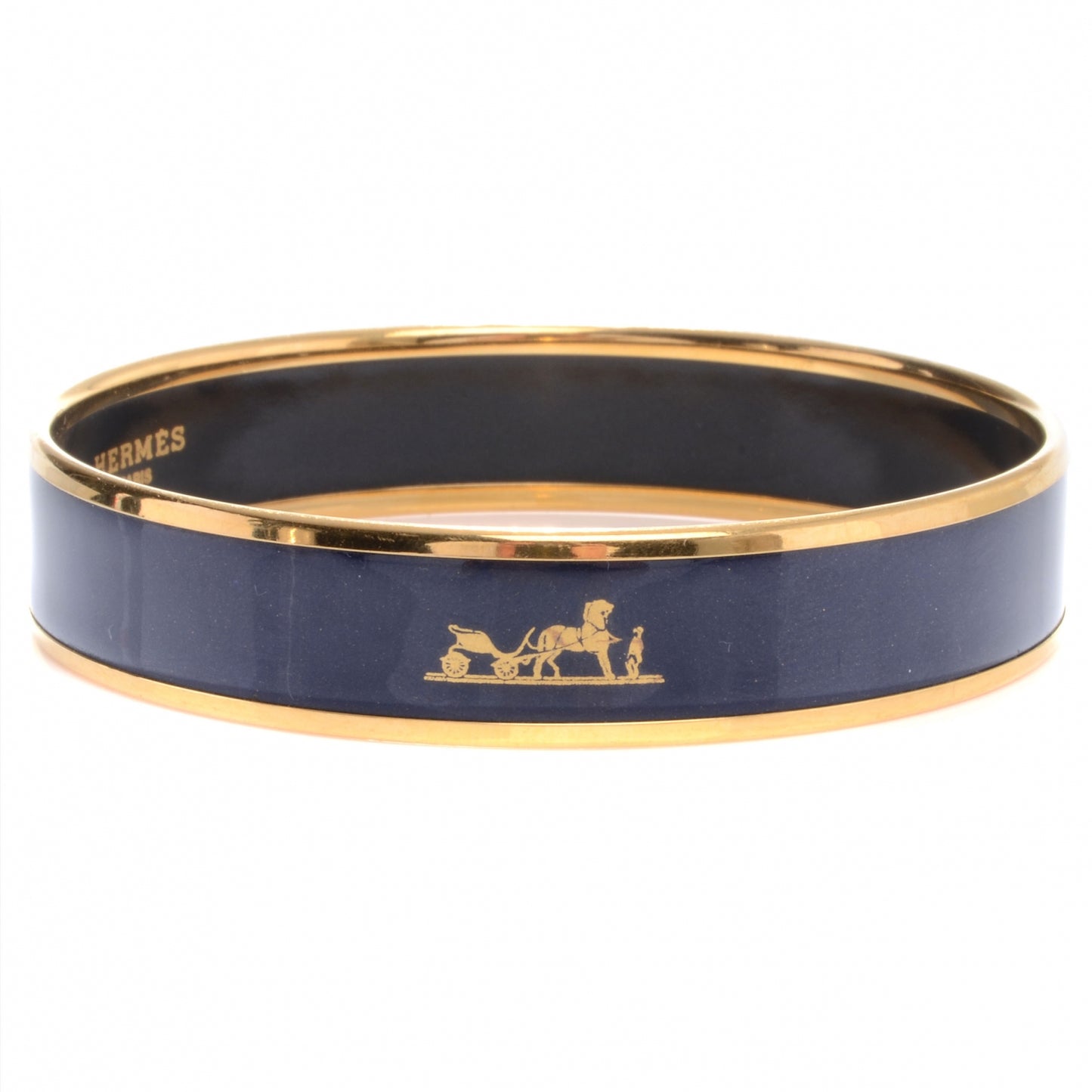 Enamel Wide Caleche Bracelet 65 Navy