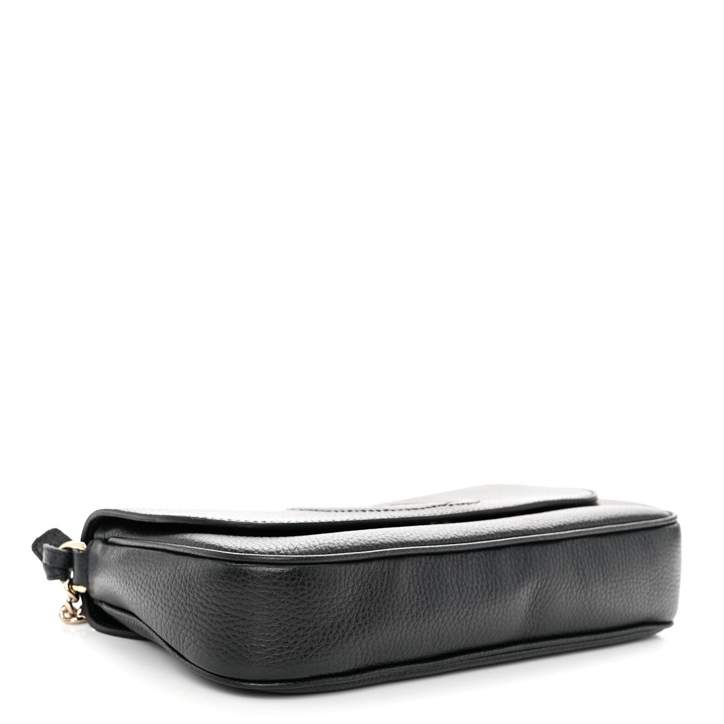 Pebbled Calfskin Medium Soho Flap Crossbody Black