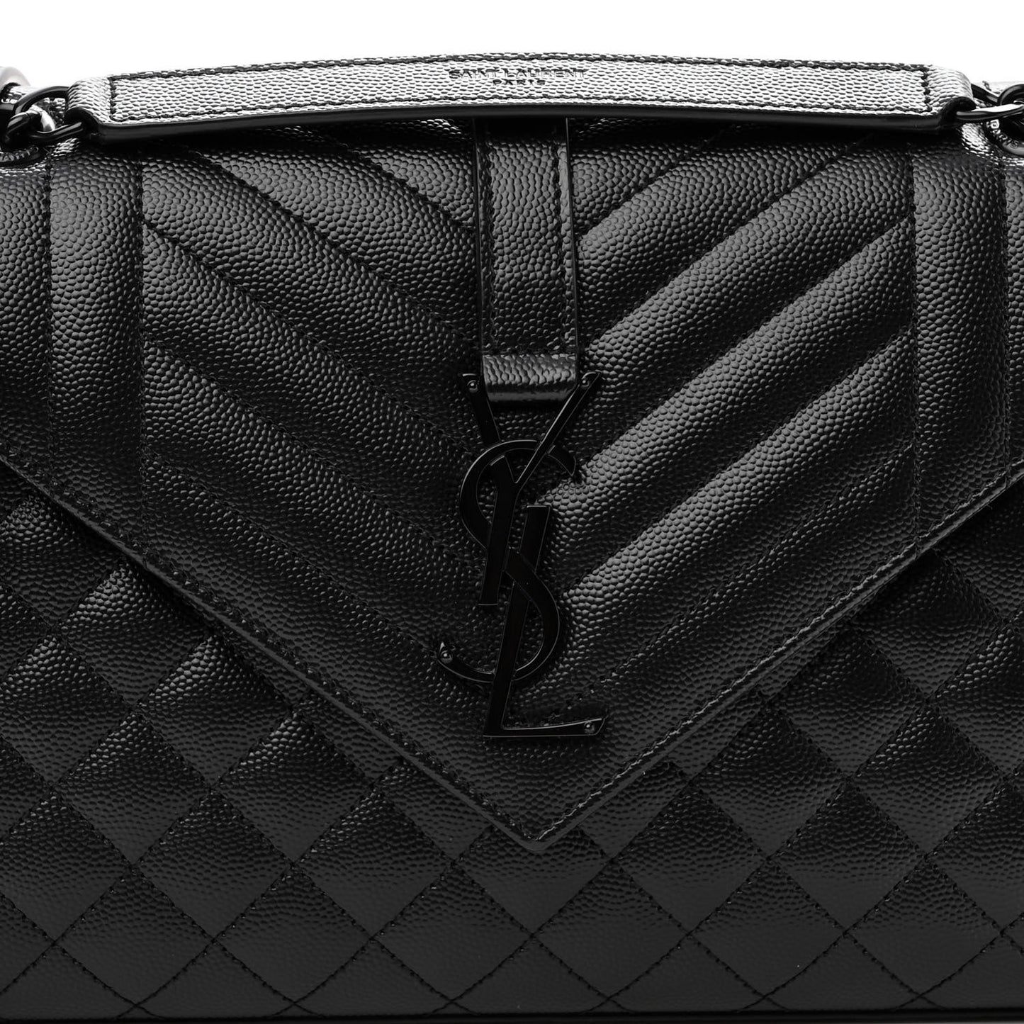 Grain De Poudre Textured Mixed Matelasse Triquilt Medium Monogram Monochrome Satchel Black