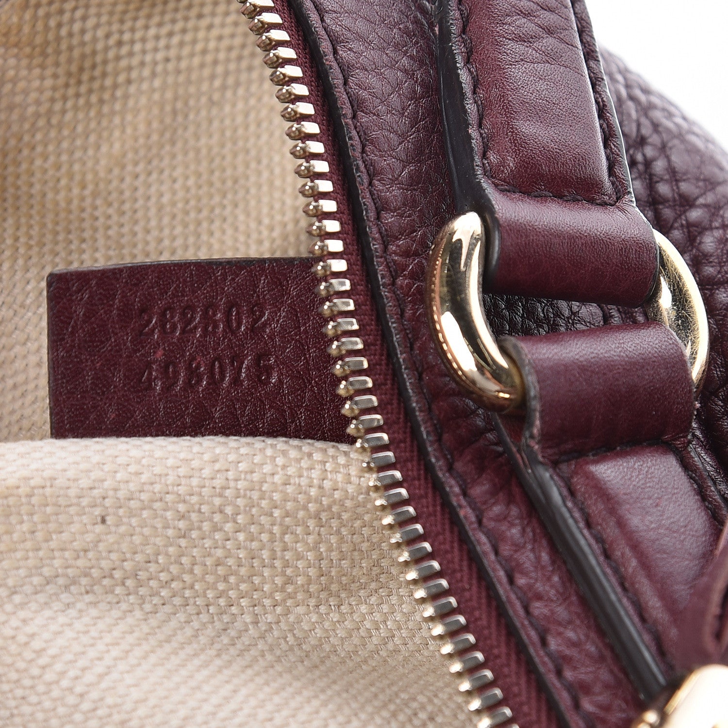 Gucci Pebbled Calfskin Medium Soho Boston Burgundy 7 of 14