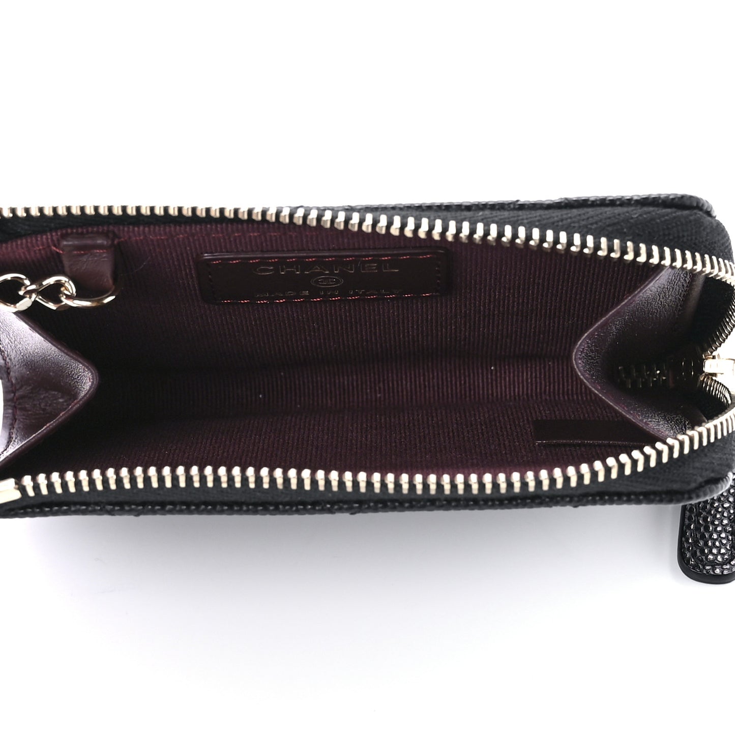 Caviar Quilted Zipped Key Holder Case Black