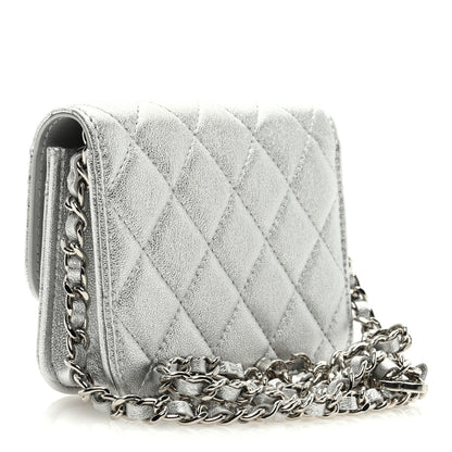 Chanel Metallic Goatskin Quilted Star Flap Waist Belt Bag Silver 2 of 9
