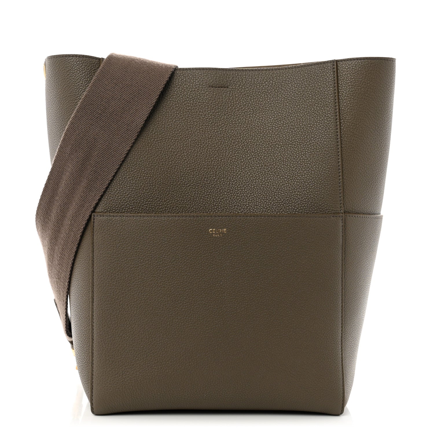 Celine Soft Grained Calfskin Sangle Bucket Bag Taupe 1 of 12