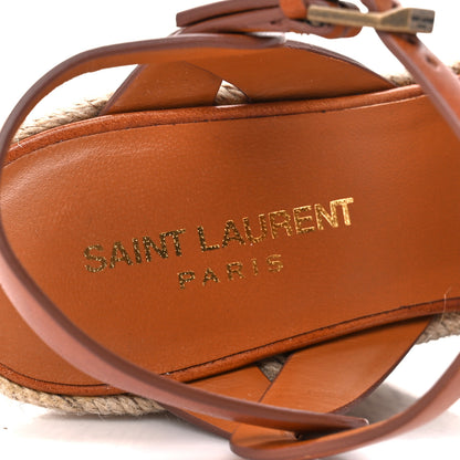 Saint Laurent Calfskin Espadrille 85 Platform Wedge Sandals 36 Aube 6 of 10