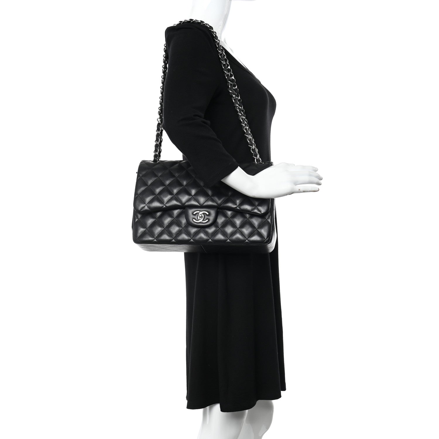 Chanel Lambskin Quilted Jumbo Double Flap Black 2 of 19