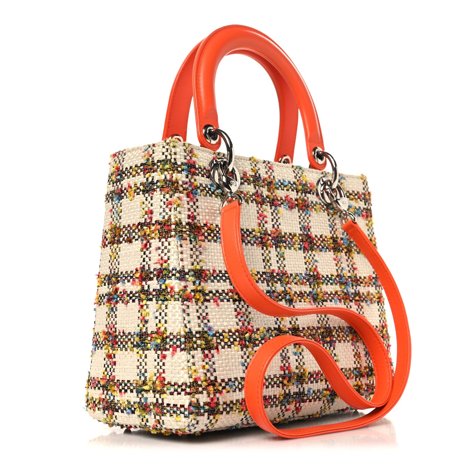 Christian Dior Tweed Medium Lady Dior  Orange Multicolor 3 of 11