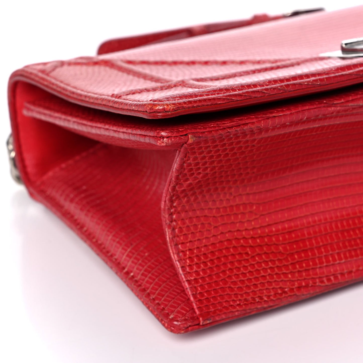Lizard Medium Diorama Flap Bag Red