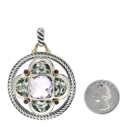 David Yurman Sterling Silver 18K Yellow Gold Amethyst Prasiolite Renaissance Pendant 2 of 4