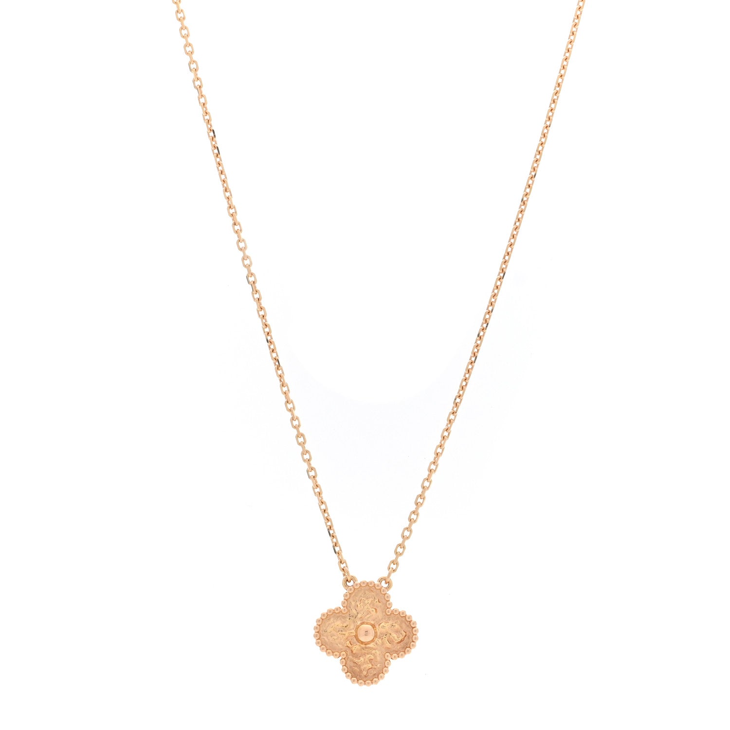 Van Cleef & Arpels 18K Rose Gold Vintage Alhambra Pendant Necklace 1 of 4