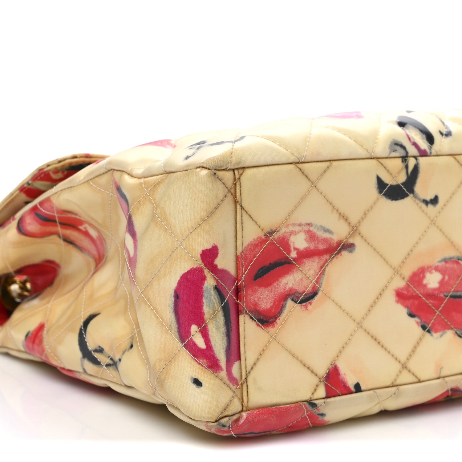 Chanel Coated Canvas Quilted Lips and Kisses Graffiti XL Jumbo Single Flap White Multicolor 10 of 13