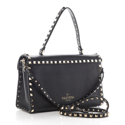Valentino Garavani Vitello Small Rockstud Single Handle Flap Bag Black 2 of 7
