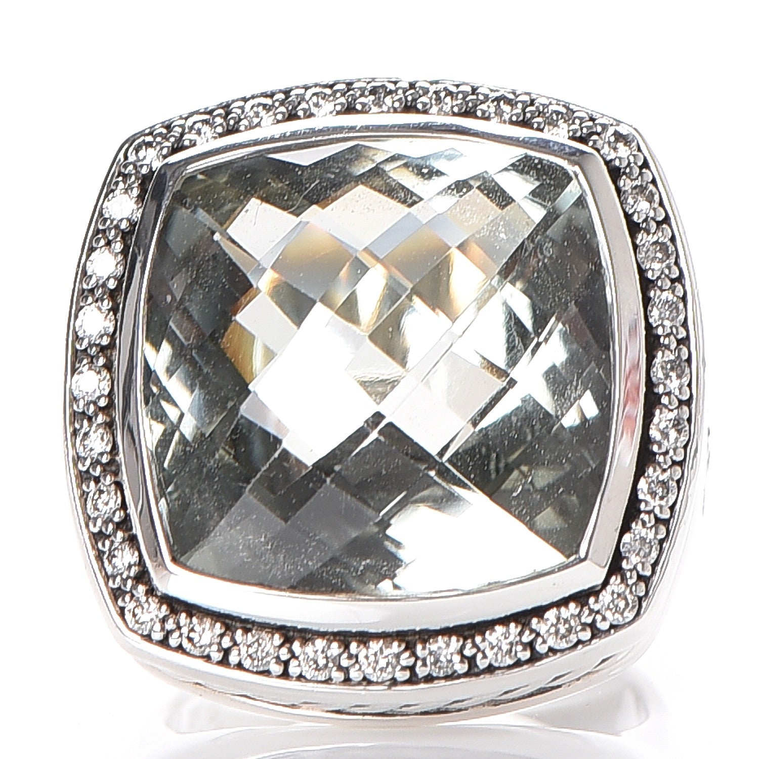David Yurman Sterling Silver Diamond Prasiolite 17mm Albion Ring 52 6 6 of 11