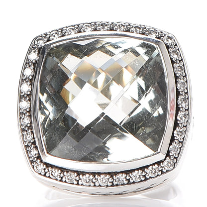 David Yurman Sterling Silver Diamond Prasiolite 17mm Albion Ring 52 6 6 of 11