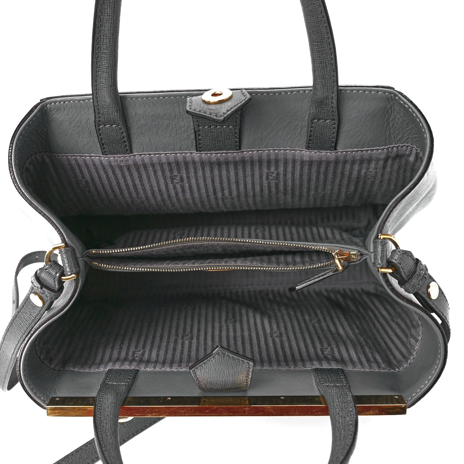 Fendi Vitello Elite Petite 2Jours Tote Grey 4 of 12
