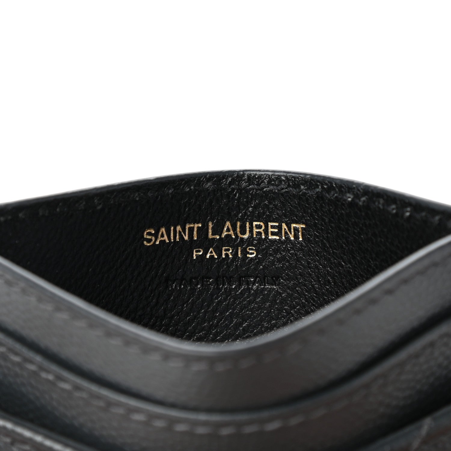 Saint Laurent Grain De Poudre Matelasse Chevron Monogram Credit Card Case Coal 5 of 6