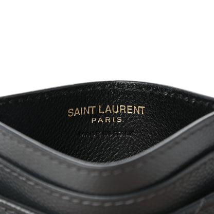 Saint Laurent Grain De Poudre Matelasse Chevron Monogram Credit Card Case Coal 5 of 6