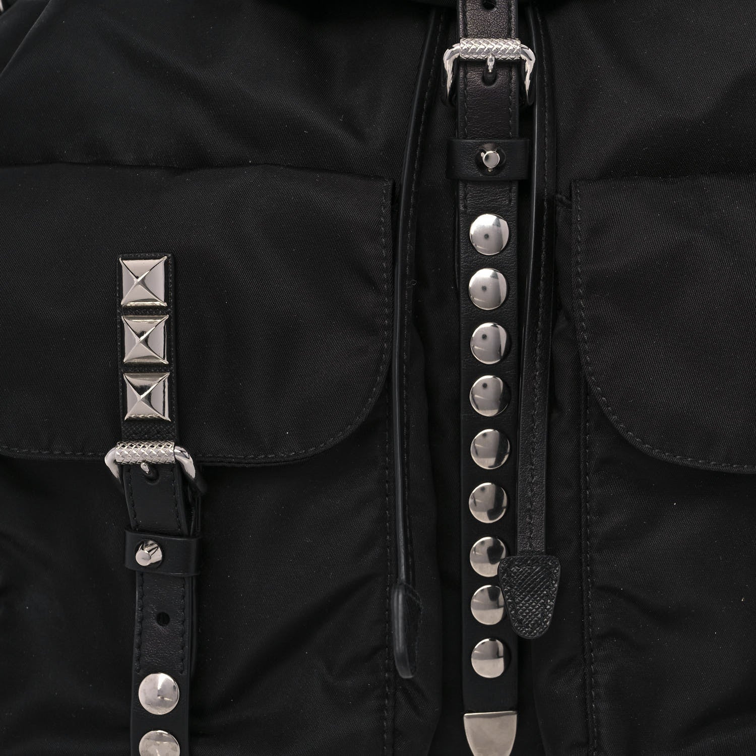 Prada Nylon New Vela Studded Backpack Black 8 of 12