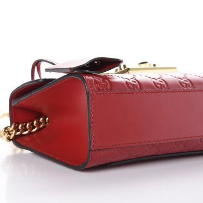 Gucci Guccissima Small Padlock Shoulder Bag Hibiscus Red 9 of 11