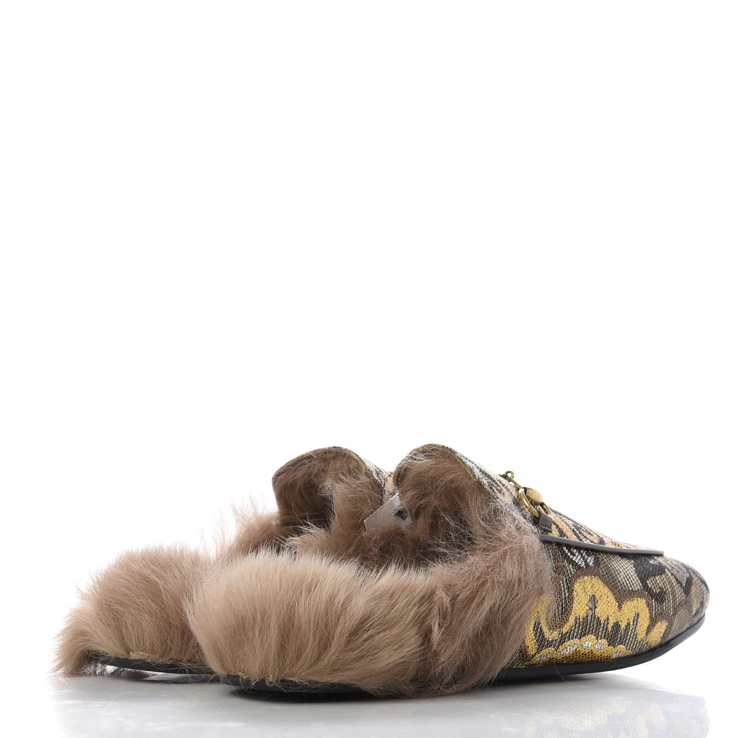 Gucci Brocade Fur Womens Princetown Slippers 40.5 Brown 4 of 9