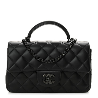 Chanel Lambskin Quilted Mini Top Handle Rectangular Flap So Black 1 of 12