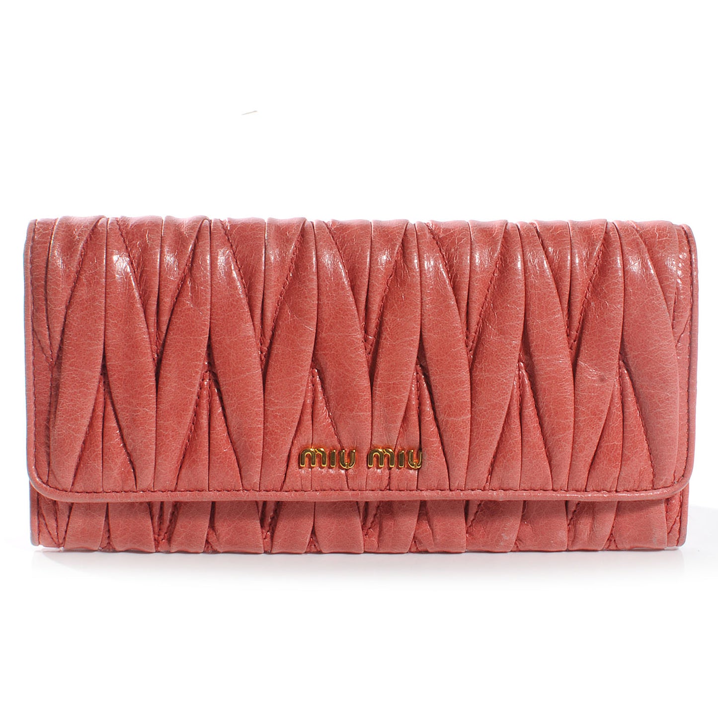 Leather Matelasse Wallet Rose Pink