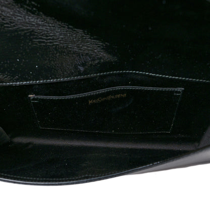 Saint Laurent Textured Patent Monogram Large Belle De Jour Clutch Black 5 of 7