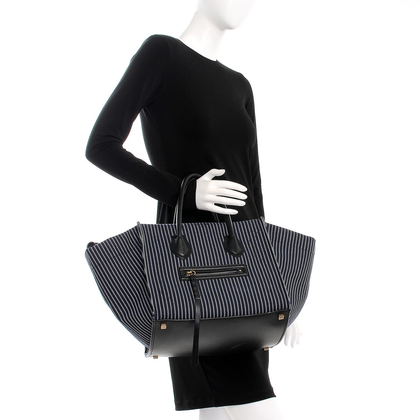 Cotton Canvas Striped Medium Phantom Luggage Navy White