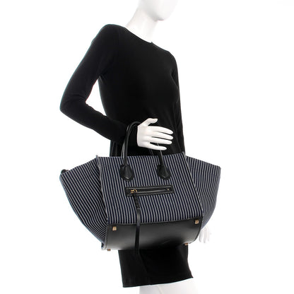 Celine Cotton Canvas Striped Medium Phantom Luggage Navy White 2 of 10