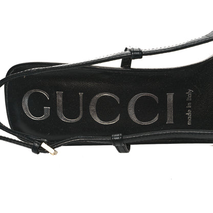 Gucci Moire Fabric Malaga Kid Crystal GG Monogram Square G 75mm Slingback Pumps 39 Black 7 of 7