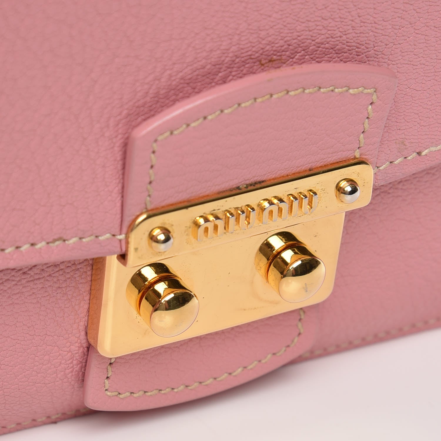 Miu Miu Goatskin Madras Shoulder Bag Rosa 9 of 11