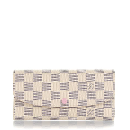 Louis Vuitton Damier Azur Emilie Wallet Rose Ballerine 1 of 7