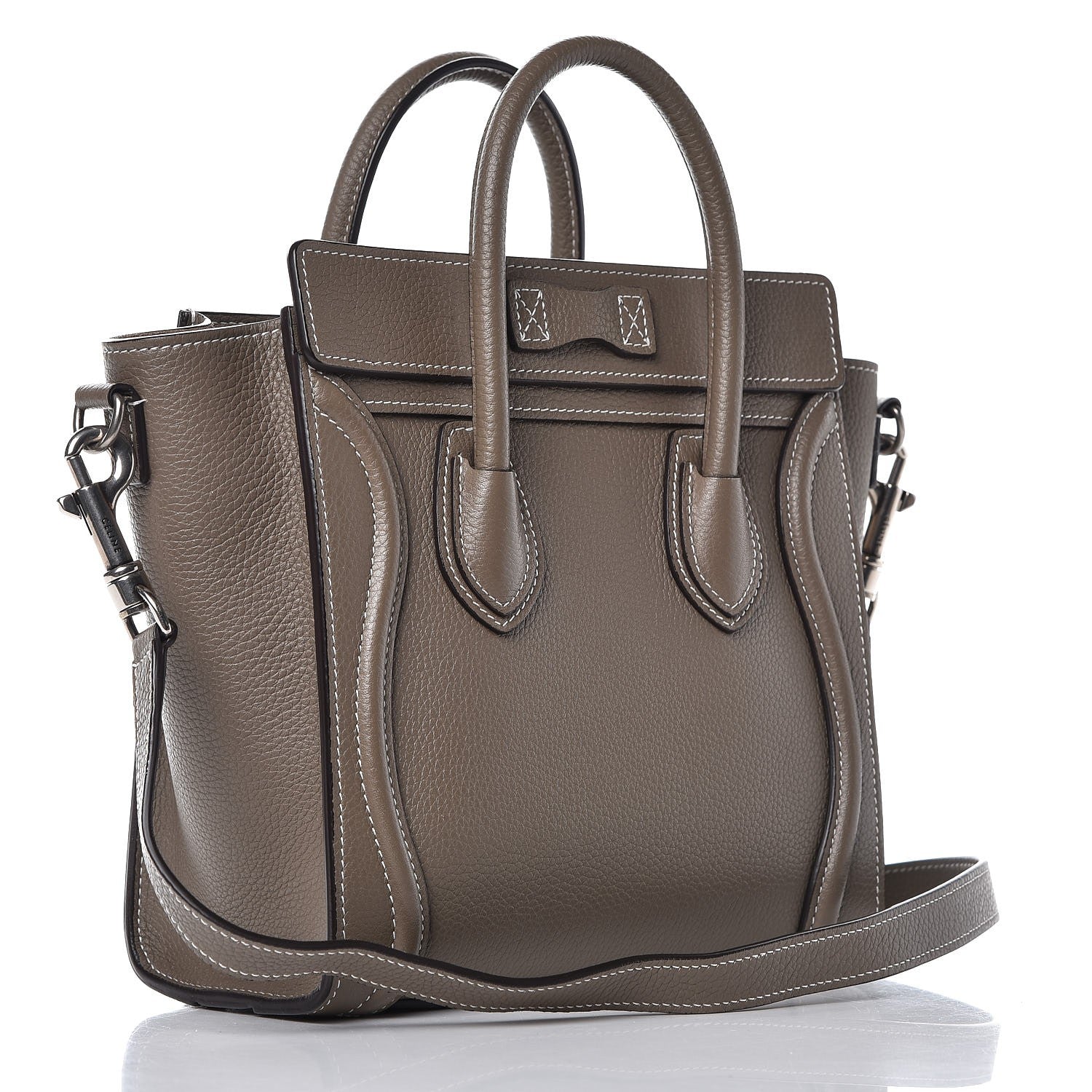 Celine Drummed Calfskin Nano Luggage Souris 3 of 12