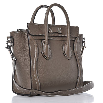 Celine Drummed Calfskin Nano Luggage Souris 3 of 12